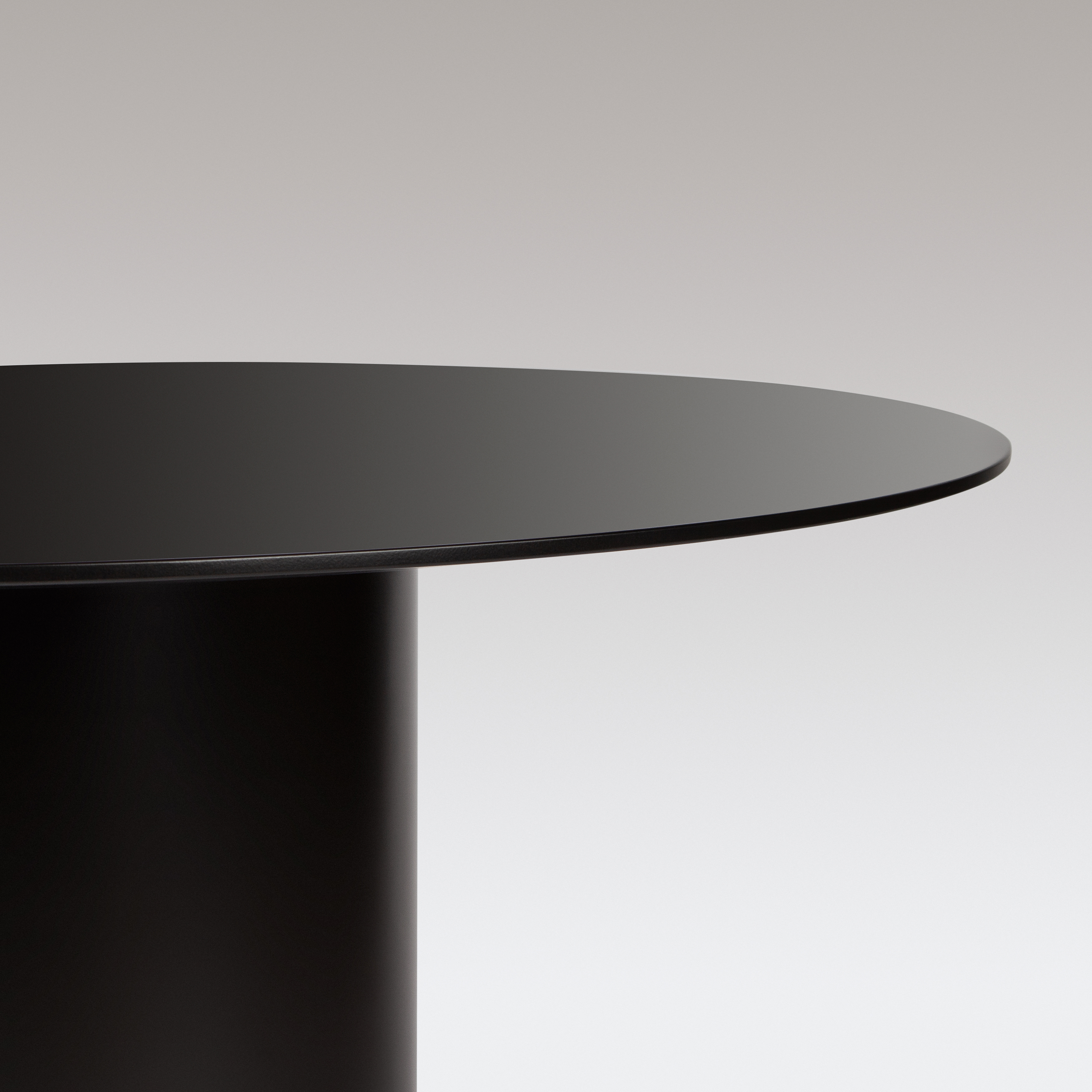 Juodas modernus stalas. Apvalus valgomojo stalas.