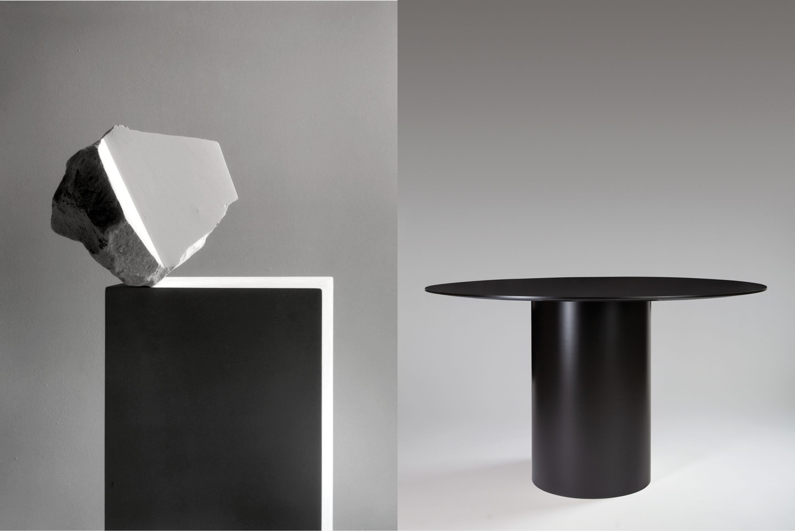 Modernus valgomojo stalas. Apvalus valgomojo stalas. Juodas stalas